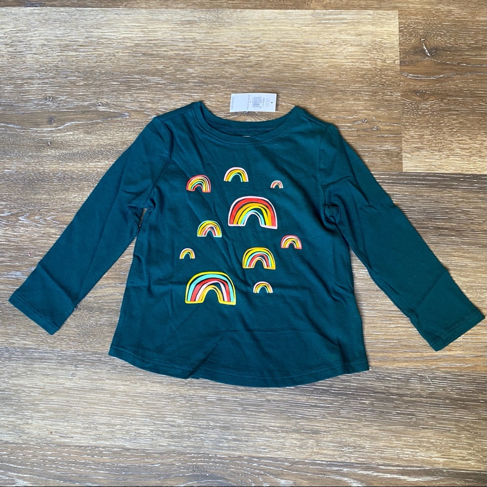 Old Navy Rainbow Graphic Green Long Sleeve 2T